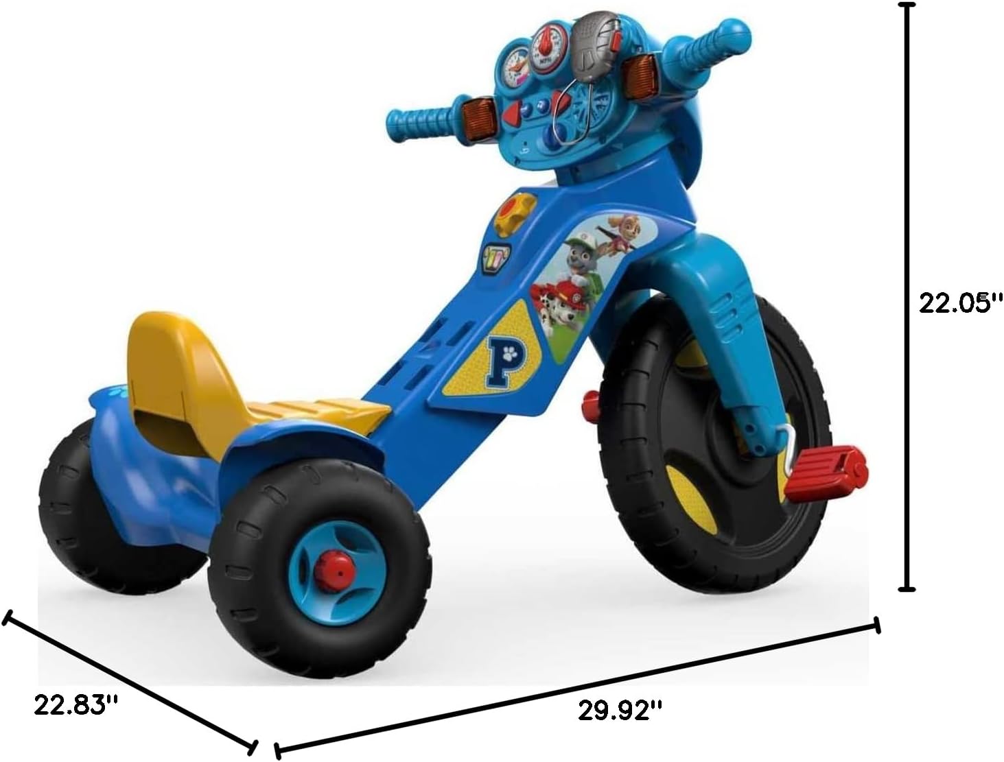 Fisher-Price PAW Patrol Toddler Tricycle Lights & Sounds Trike Toy Bike with Handlebar Grips & Storage for Preschool Kids Ages 2+ Years 24hrsmart
